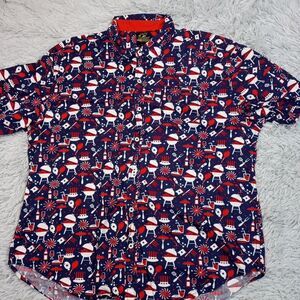 Staghorn River‎ Shirt Mens XL Blue Button Up Barbeque Grill Picnic Independence